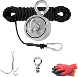 THCMAG Double Sided Magnet Fishing Kit 1000lbs Neodymium Hooks Gloves 100FT Rope view 1