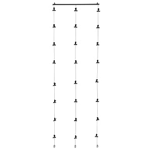 Hanging Picture Display Photo Holder with 3 Metal Cable Strings and 24 Magnetic Clips Metal Black