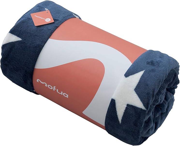 Amazon Co Jp 毛布 Mofua モフア プレミアムマイクロファイバー毛布 Heatwarm発熱 2 タイプ シングル 星柄ネイビー q6 ホーム キッチン