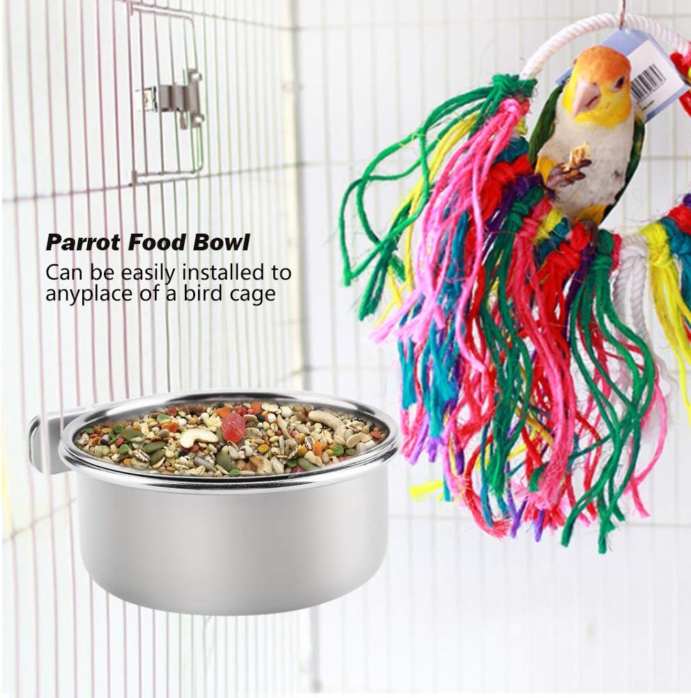 Duokon Stainless Steel Hanging Bowl for Bird Parrot Parakeet Feeder Bird Cage Food Water Feeding Accessory (M) - Image 5