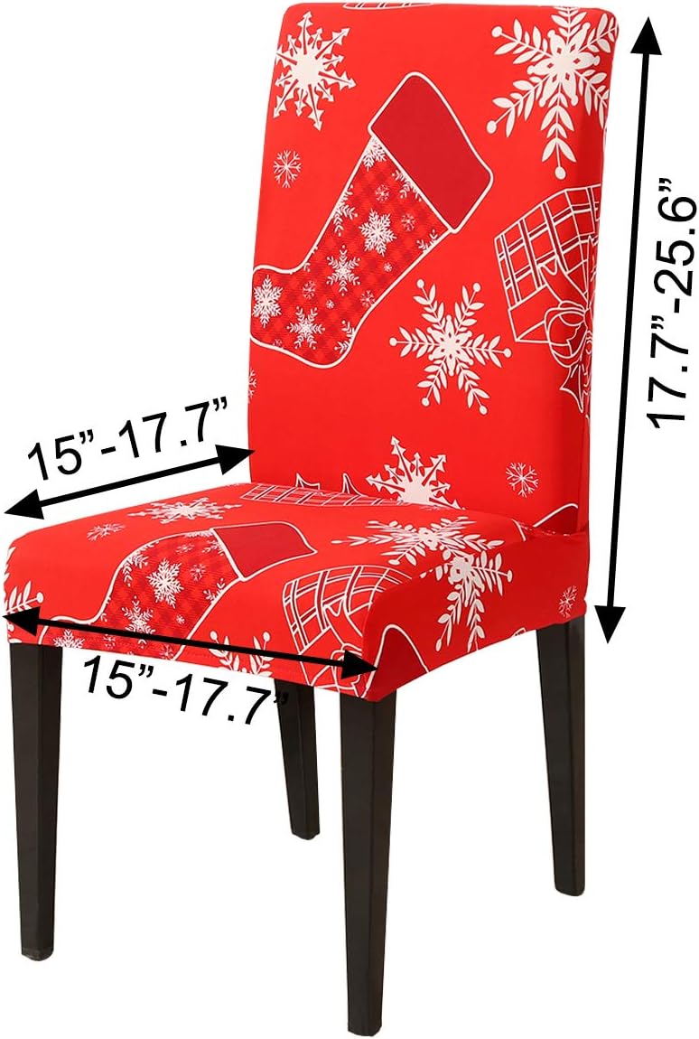 Ogrmar 4PCS Stretch Removable Washable Dining Room Chair Protector Slipcovers Christmas Decoration/Home Decor Dining Room Seat Cover: Furniture & Decor