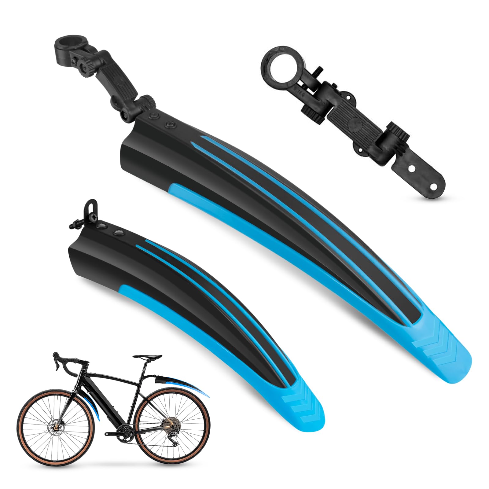 Vockvic Bike Mudguards, Universal Bicycle Mudguards Full Cover Thicken Widen Bicycle Fenders Set, Adjustable Bike Front and Rear Mud Guard Fits for 20/22/24/26 inch MTB Mountain Road Bike