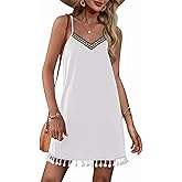 AI'MAGE Swimsuit Coverup for Women Sleeveless Tassels Bathing Suit Cover Ups Spaghetti Straps V Neck Swim Beach Dresses S-3XL