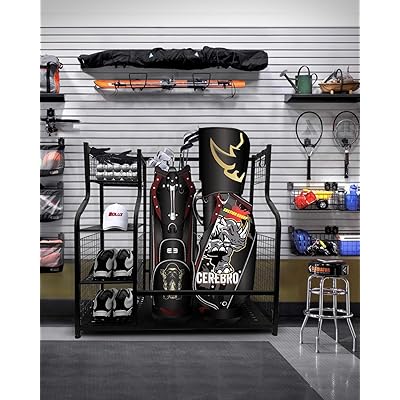 wallpapers Golf Bag Shelf mythinglogic golf storage garage organizer golf bag storage stand and other golfing equipment rack extra large design for golf clubs accessories