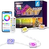 POOFZY Permanent Outdoor Lights for House,200ft RGB+IC Smart Outdoor Decor, 50 Scene Modes,App/Remote Control,for Christmas,Super Bowl,V-Day,Thanksgiving,Daily & Holiday Party Decor
