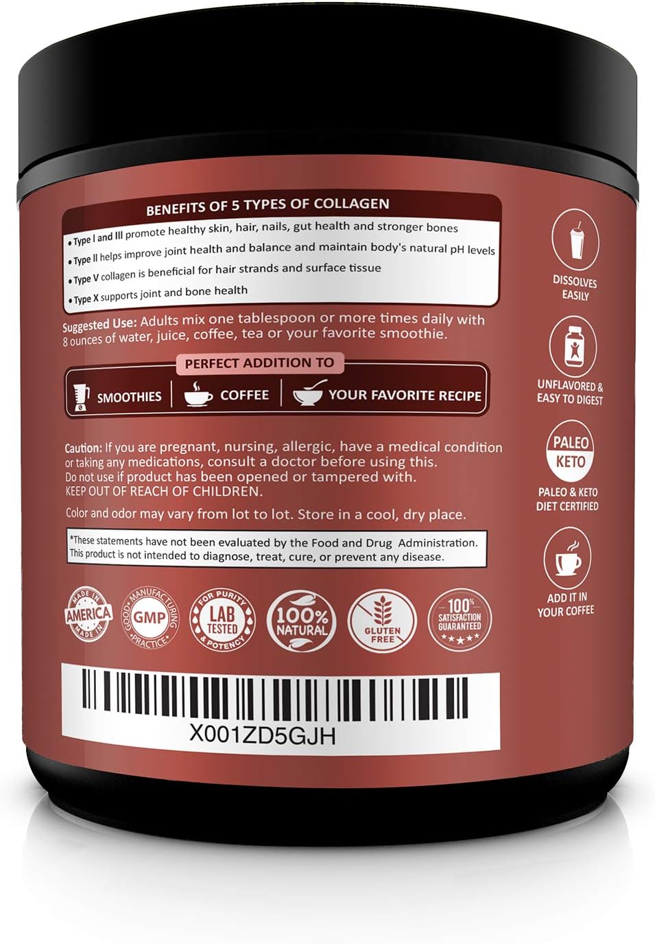 Multi Collagen Protein Powder Hydrolyzed (Type I II III V X) Grass-Fed All-in-One Super Bone Broth + Collagen Peptides - Premium Blend of Grass-Fed Beef, Chicken, Wild Fish, Eggshell Collagen: Health & Personal Care