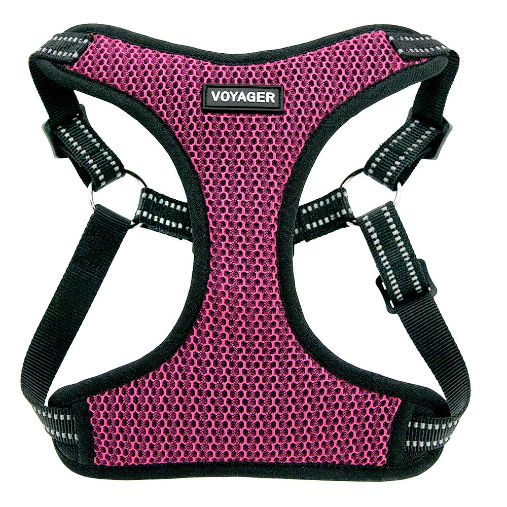 Voyager Step-In Flex Dog Harness - All Weather Mesh, Step In Adjustable Harness for Small and Medium Dogs by Best Pet Supplies - Magenta Base, Large