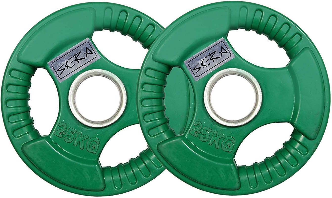 Rubber Coated Tri-Grip Olympic Plate Weights, Barbell Weights, Weight Platess (2.5 Kg to 25 Kg)