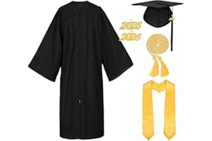 Erligo Unisex Matte Graduation Cap and Gown with Stole Honor Cords Set for High School College Bachelor