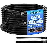 Adoreen Shielded Cat 6 Ethernet Cable 100 Ft, EtherCON-Compatible RJ45 Connectors, 23 Gauge OFC EtherCON Cable, S/FTP, PVC&amp;UV Jacket, Indoor&amp;Outdoor for Pro Audio&amp; Lighting, Video, Networking+Ties
