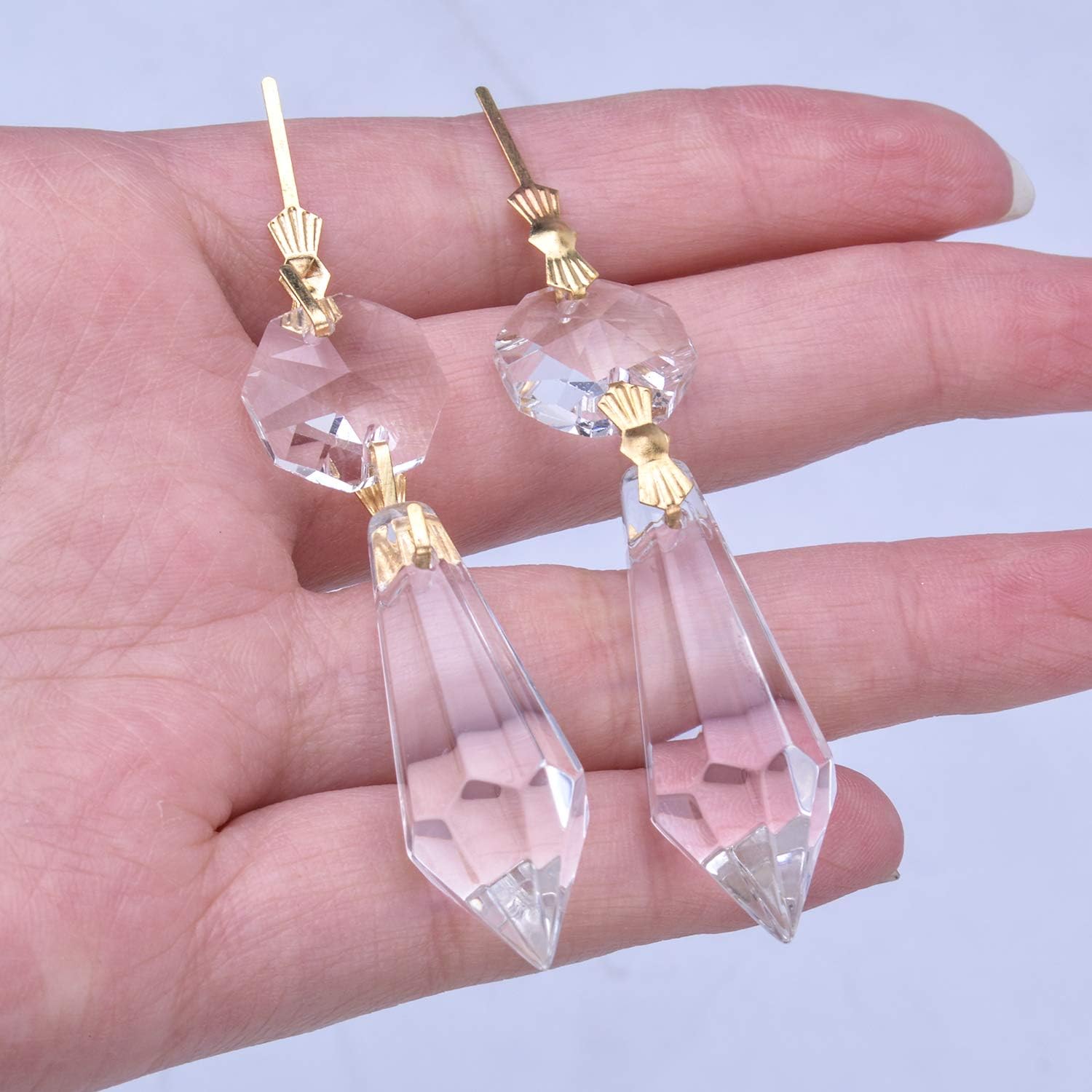 BronaGrand 20pcs 38mm Replacement Clear Chandelier Icicle Crystal Prisms Octogan Crystal Bead for Lamp Decoration: Home Improvement