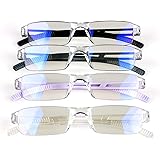 LifeArt2/4 Pairs Reading Glasses, Blue Light Blocking Glasses, Computer Glasses for Men and Women, Rectangle Eyewear Frame