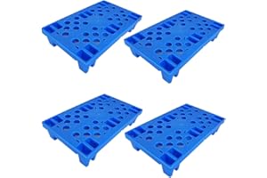 RHFUGBOJ Plastic Pallet, 4pcs Lightweight Nestable Blue Polyethylene Pallets, Mini Moisture-Proof Floor Pallet, for Restaurant Kitchens Shops Supermarket Basement Storage Warehouse L 19.6" x W 11.8"x H 3.9"