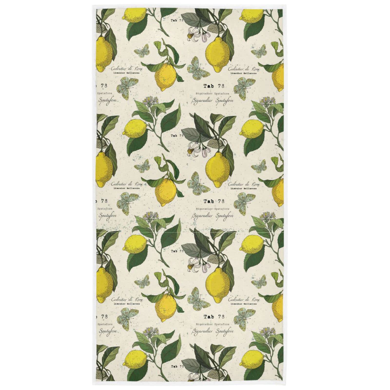 Pfrewn Retro Farmhouse Lemon Hand Bath Towels Soft