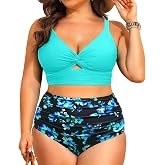 Daci Plus Size Two Piece Swimsuits High Waisted Tummy Control Bikini | Push Up,Full Coverage,High Waisted Bottom,Quick Dry,Adjustable Shoulder Straps