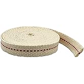 Light of Mine: 1/2" Inch Smokeless Flat Oil Lamp Wick, 6 Foot Roll, 100% Cotton Replacement Wick with Genuine Red Stitch for Kerosene Lanterns, Paraffin Oil Lamps &amp; Hurricane Lanterns (1PK, 1/2" - 6')