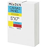 MEEDEN 12-Pack 100% Cotton Canvas Boards for Painting - 5x7'' Blank Canvas Panels for Oil & Acrylic Painting, Ready to Paint Art Supplies for Professional Artists, Students