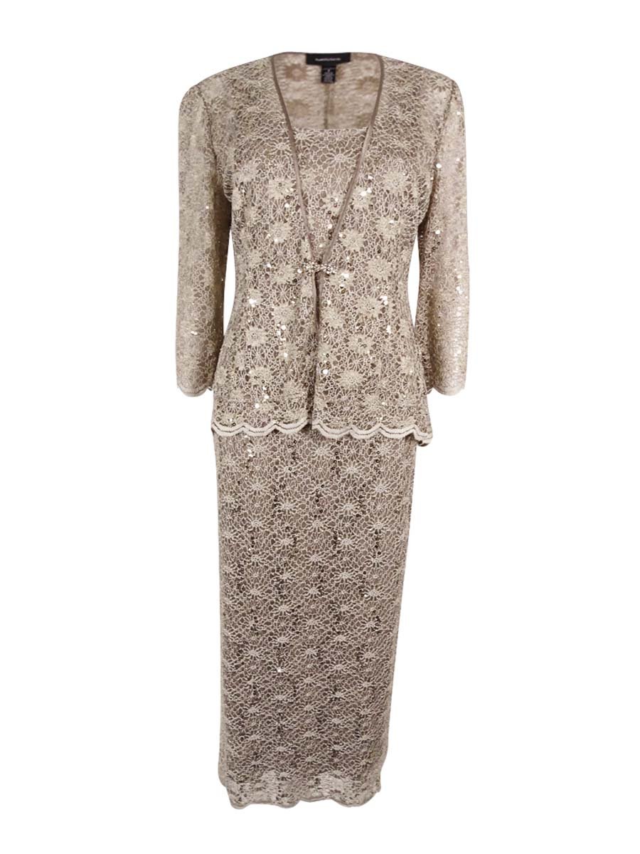 R&M Richards Women's 2 Piece Lace Swing Jacket Dress