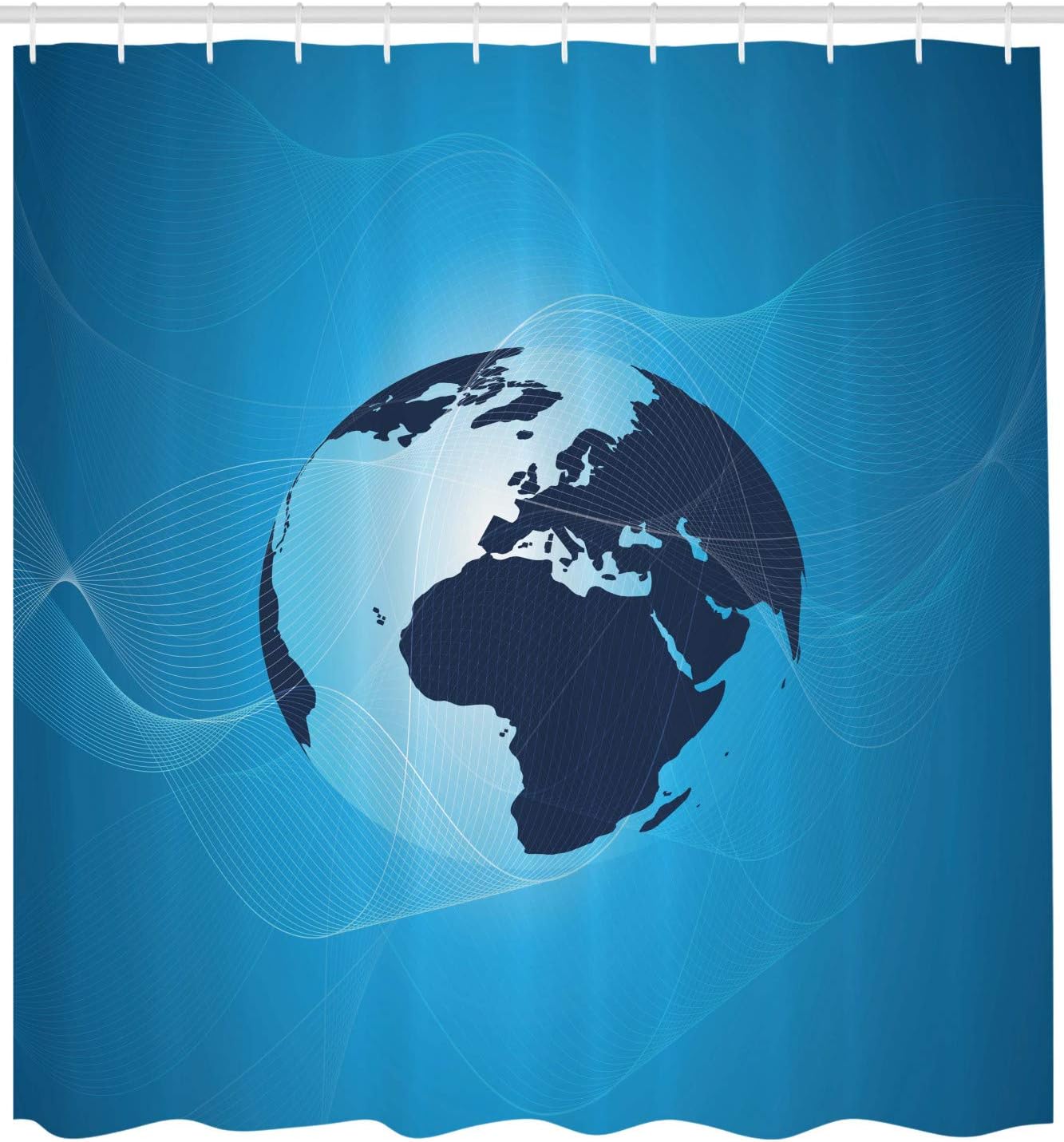 Amazon Com Lunarable Globe Shower Curtain Modern Futuristic Style Earth Sphere Model Image Showing Continents Cloth Fabric Bathroom Decor Set With Hooks 70 Long Sea Blue And Multicolor Home Kitchen