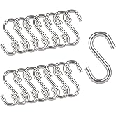 Oungy 15 PCS 304 Stainless Steel S Hooks 3.2 Inch 5/16 Inch Thick Heavy Duty S Hooks S Shaped Utility Hook for Hanging Hammock Stand Swing Plants, Loads up to 550 lbs