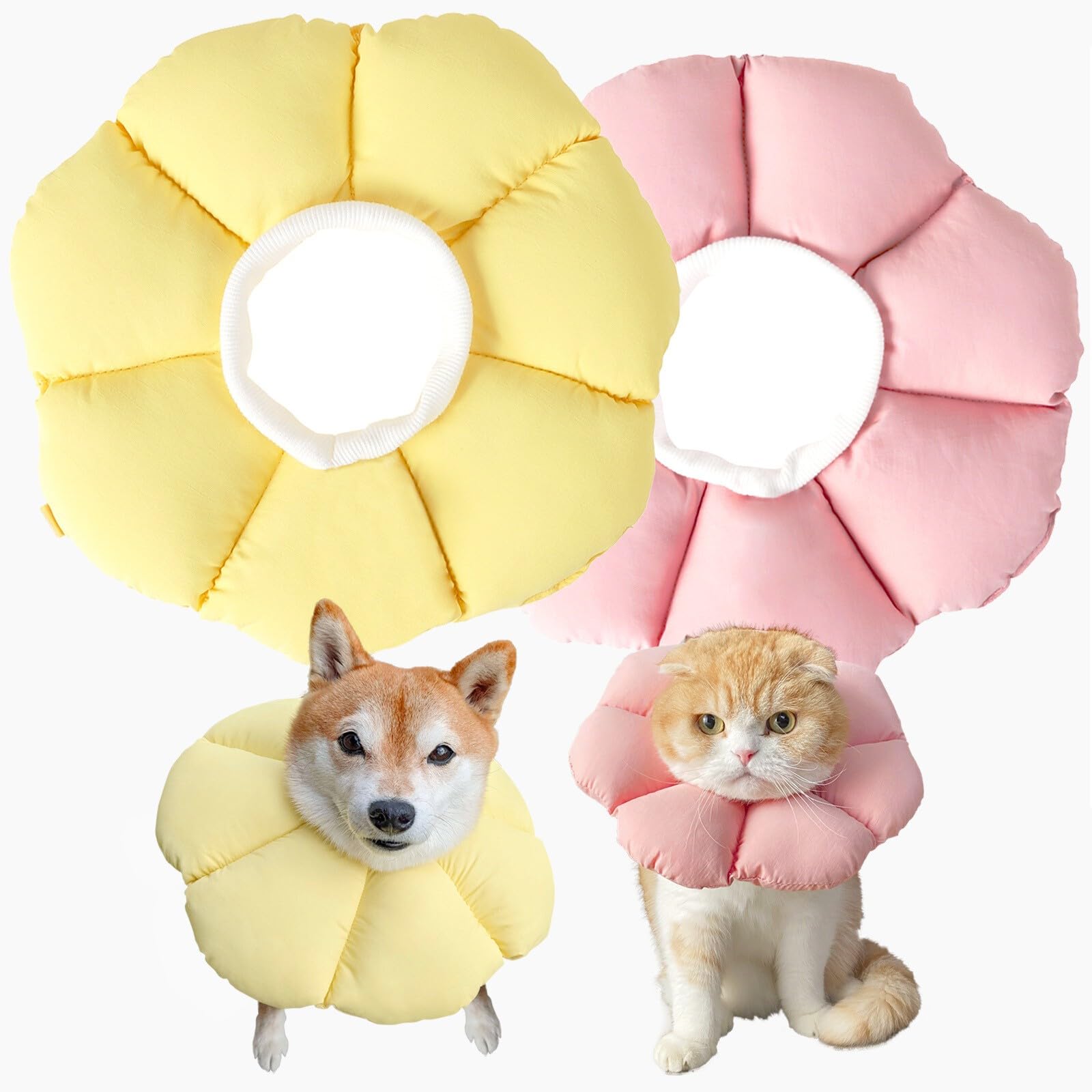 DogGarden エリザベスカラー 猫用犬用 もちもちソフト軽量 防水タイプ 手術後の傷なめ防止 (イエローL) の商品画像