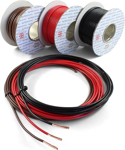 Autowiring 6mm Single Core Stranded Copper Thin Wall Cable 12v 24v 50A Red 5M