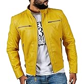 Real Lambskin Leather Biker Jacket - Quilted Cafe Racer Zip Up Moto Jackets Men Moto Jacket Men for Bikers