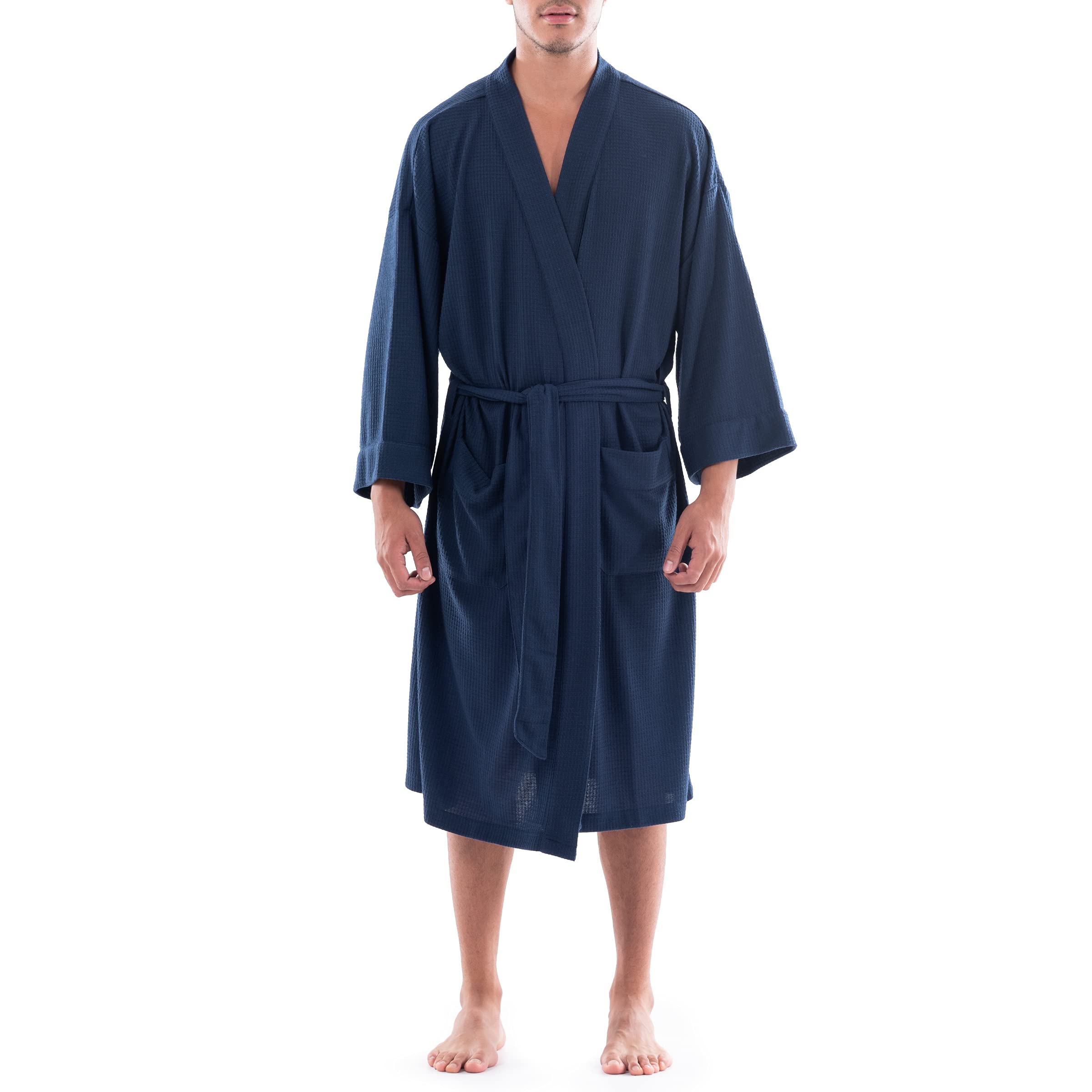 Fruit of the Loom Men's Waffle Kimono Robe, Navy, 2X-3X for sale | Katy
