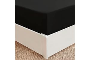 Mellanni Extra Deep Pocket Twin Fitted Sheet - Iconic Collection Bedding Sheets with up to 21 inch Deep Pocket - Soft & Cooling - Fade & Stain Resistant - 1 PC (Twin, Black)