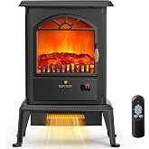 Bonnlo 22.4"H Electric Fireplace Heater, 1500W Freestanding Fireplace Stove w/ 3D Flame Effect, Remote, Timer, Adjustable Temperature Overheat &amp; Tip-Over Protections, Suit for Home, Bedroom Indoor Use