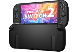JEMDO Textured Grip Protective Case Compatible with Nintendo Switch 2 (2025) Only – Black Matte Shockproof TPU Shell with Anti-Slip Handles, Ergonomic & Comfort Slim Back Cover