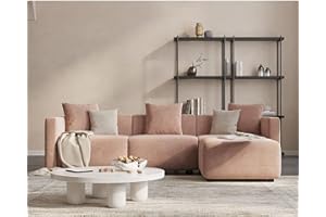 Acanva Luxury L-Shaped Upholstery Convertible Modular Sectional Sofa, Contemporary Reversible Couch with Chaise Lounge for Living Room, Apartment, 4 Piece Set, Pink