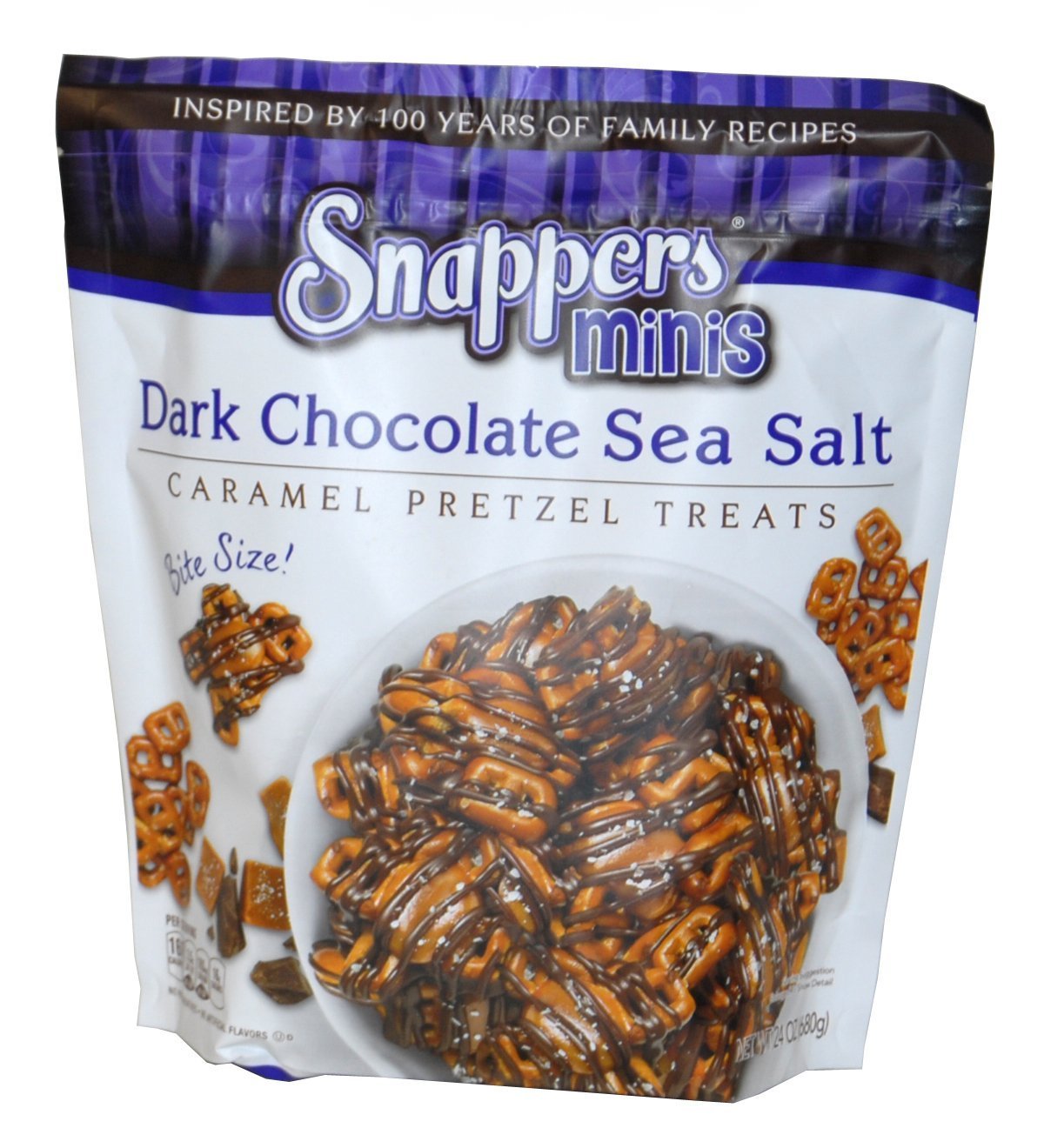 Snappers Minis Dark Chocolate Sea Salt Caramel Pretzel Treats 24 oz