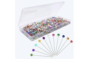 600PCS Sewing Pins Straight Pin for Fabric, Pearlized Ball Head Quilting Pins Long 1.5inch, Multicolor Corsage Stick Pin for 