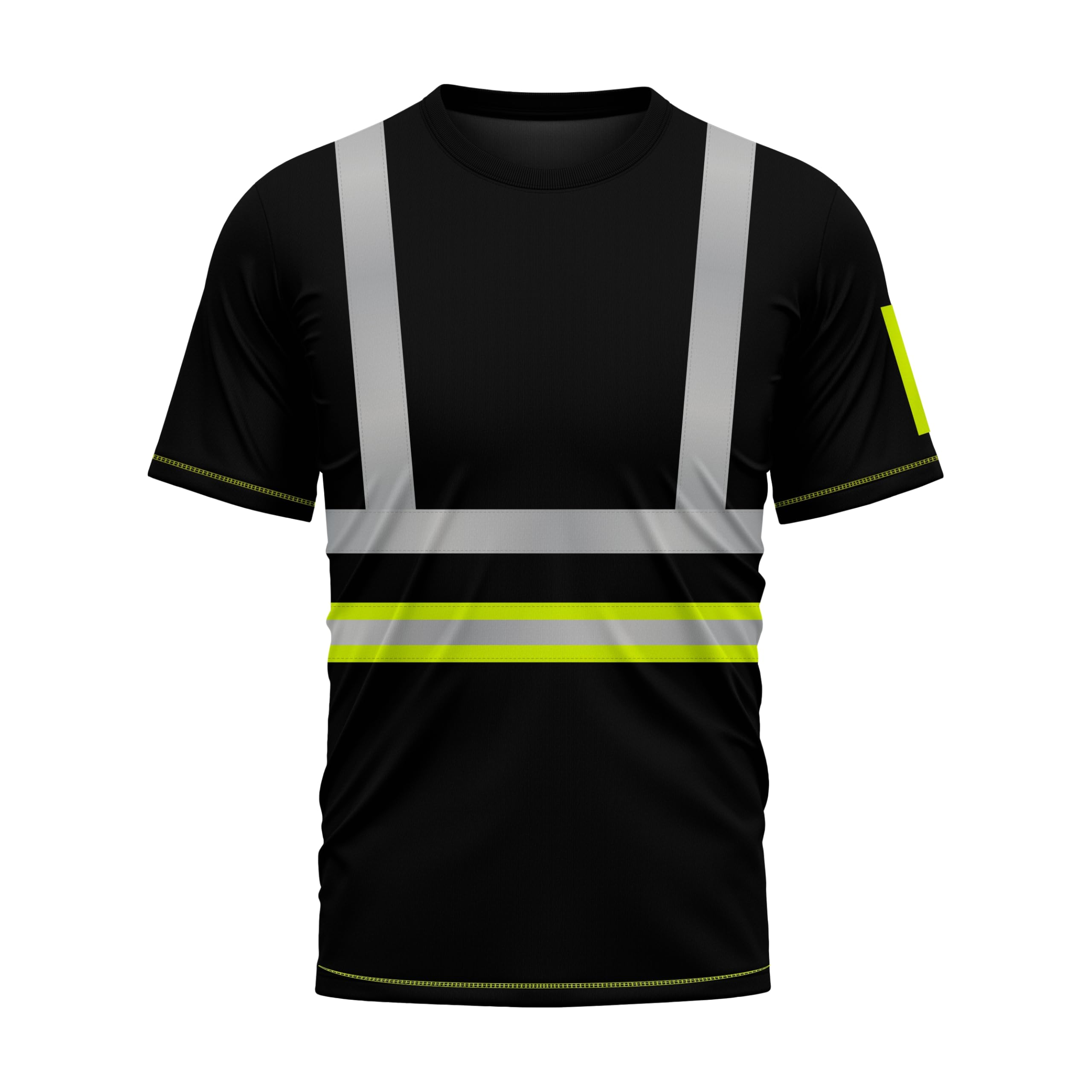 mymixtrendz Hi Vis High Visibility Security Work T Shirts Short Sleeves Safety Reflective Tape Round Crew Neck Breathable Quick Dry Workwear Tops