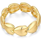 WOWORAMA Chunky Chain Bracelet for Women Adjustable Elastic Stretch Link Bracelets Thick Chunky Link Statement Bracelet Gold/Silver