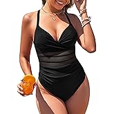 ZAFUL Women's Sexy Mesh One Piece Swimsuits Tummy Control Bathing Suit Push Up Slimming Swimwear