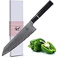 SAMCOOK Kiritsuke Chef Knife - 8 Inch Professional Sharp Damascus Knife - Japanese VG-10 High Carbon Stainless Steel Kitchen Gyuto knife - Ergonomic Black Sandalwood Handle with Gift Box