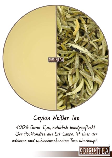 Origin Ceylon Tea 100g (150 Tassen) Bester Weißer Tee - Silver Tips Direkt von der Plantage aus Sri Lanka