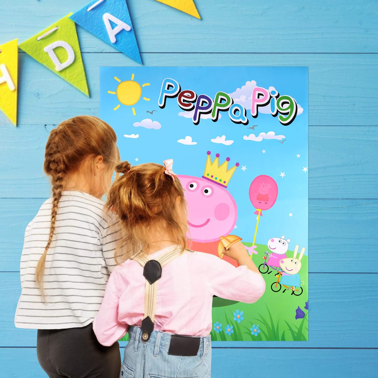 Pin The Hat On Pig Game for Peppa Birthday Party Supplies | Party Decorations (48 Hats): Toys & Games