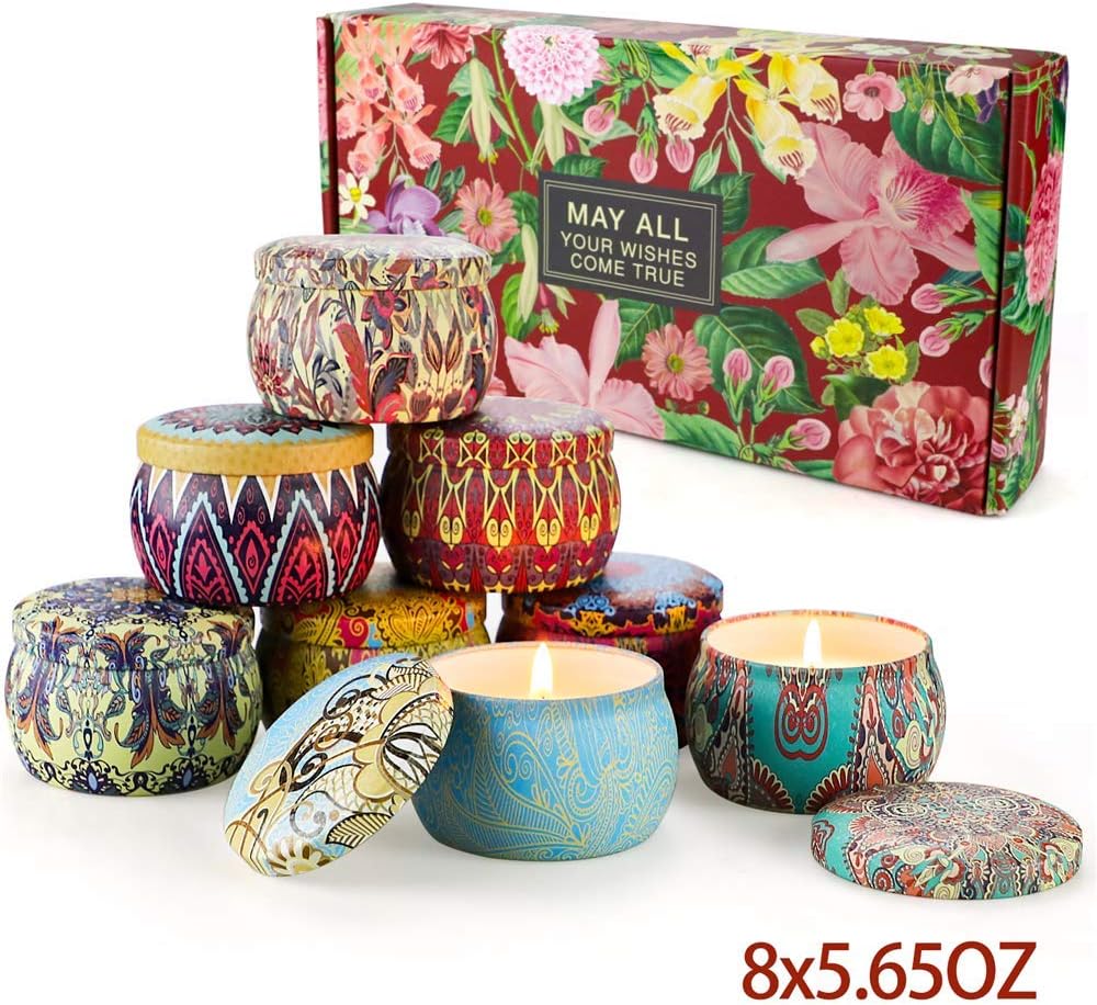 Scented Candles Gifts Sets,Aromatherapy Candles for Home Meditation Large Size 100% Soy Wax,Christmas Gifts Set for Women-4.4 OZ8Pack: Home Improvement