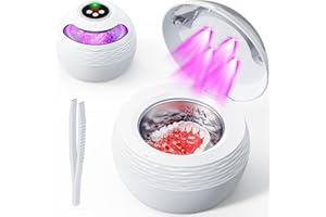 AUSSNICE Ultrasonic Retainer Cleaner, 45kHZ Ultrasonic Jewelry Cleaner with 4 Timing Cleaning Modes, 200ML Portable Retainer Cleaner Machine for Dentures, Retainer, Aligner, Braces, Mouth Guard (White)