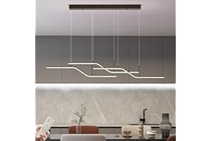 Siittoo Modern Black Pendant Light, 45W Dimmable LED Chandelier Lighting Fixture with Remote, 3-Light Wave Linear Hanging Pen