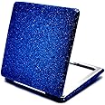 mpowtech Blue Compact Makeup Mirror for Men and Women, 1x/2x Magnifying Foldable Cosmetic Mirror, Portable Double-Sided Travel Mirror for Beauty, Elegant Vanity Mirror for Pocket Purse Clutch