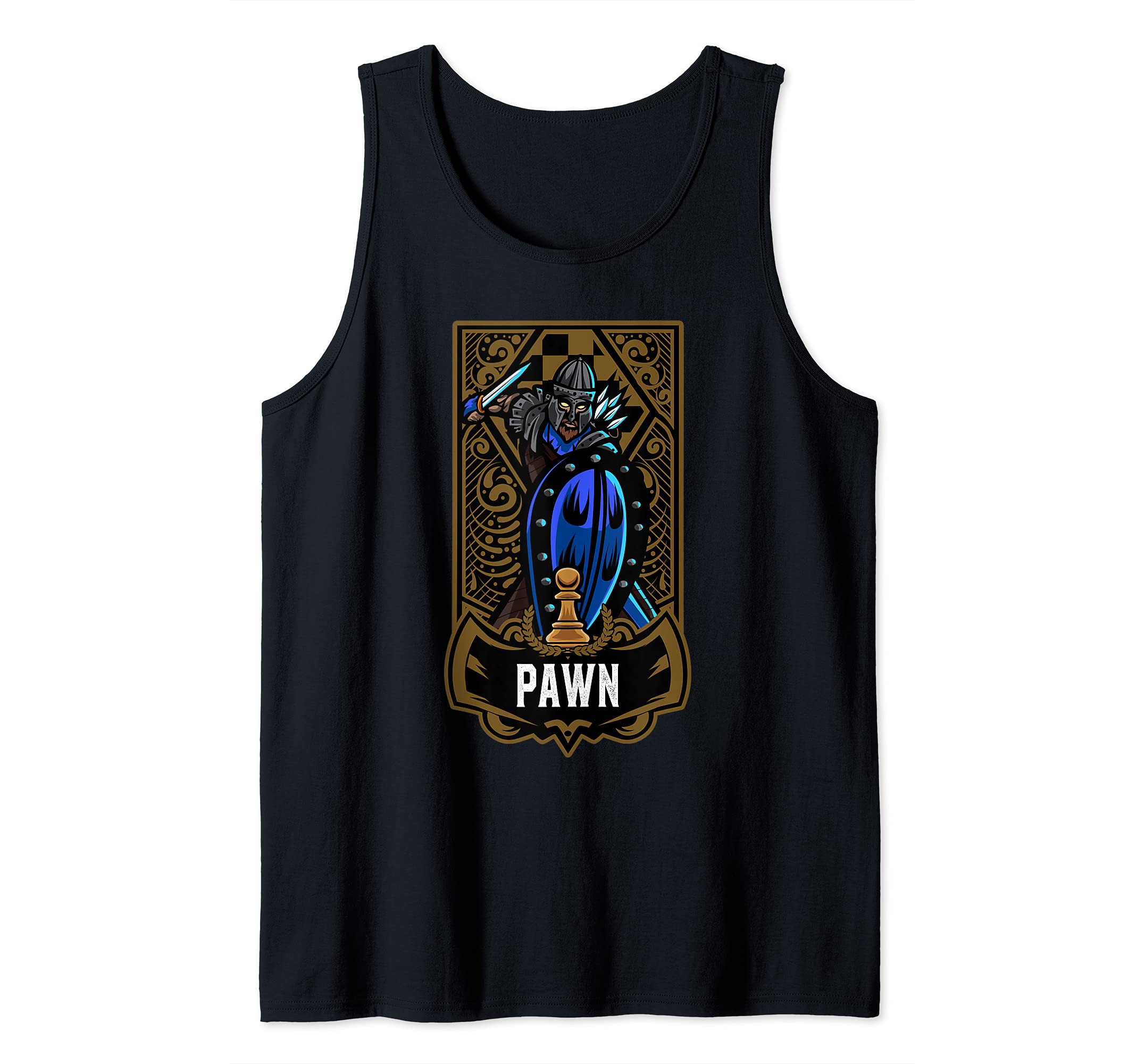 Pawn Chess Game Piece Chess Club Players Gambit Blue Team Tank Top