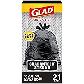 Glad Trash Bags, Strong Quick-Tie Large Garbage Bags - 30 Gallon - 21 Count (Package May Vary)