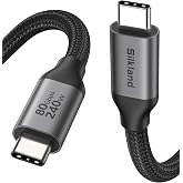 Silkland USB 4 for Thunderbolt 5 Cable 10FT/3M, 80Gbps Data Transfer, 240W | with 120Gbps Bandwidth for 4K@540Hz/Dual 8K, Long USB C Video Cable Compatible for Thunderbolt 4, SSD, MacBook, iPhone 17/16