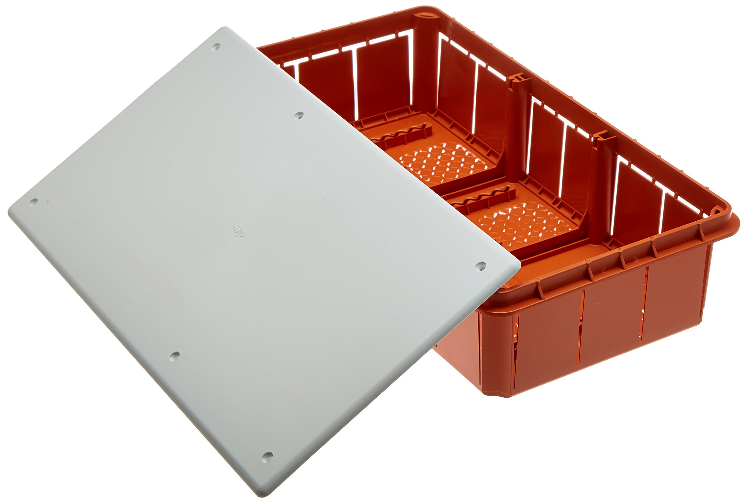 Electraline 60413 Distribution Box Smooth for Flush-Mounting in Masonry 294 x 152 mm, white/orange