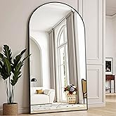TinyTimes 76''x34'' Arched Floor Mirror, Full Body Mirror with Stand, Modern & Contemporary Design, Aluminum Alloy Frame (Black)