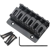 6 String Electric Guitar Hard Tail Bridge Saddle, Black | Top Load Tailpiece Set, Includes Wrench and Screws